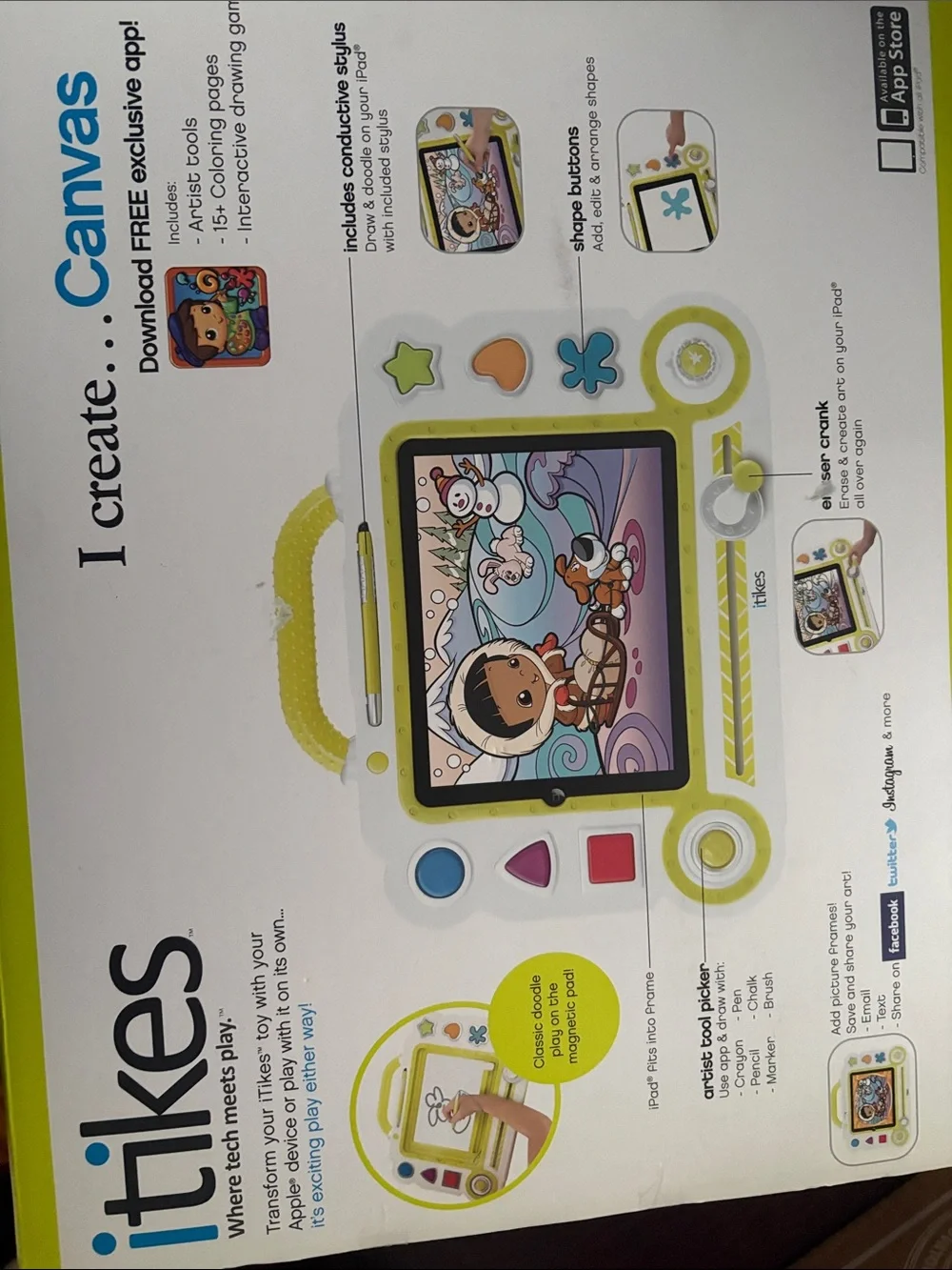 itikes Kids Creative Drawing Tablet - Lime Green/White